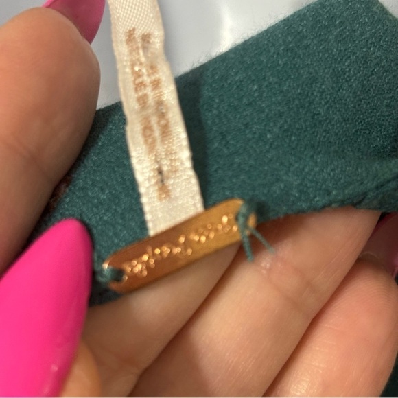 $128 NWT FREE PEOPLE Small LOVE GROWS LONG SLEEVE ROMPER GREEN COMBO - Picture 6 of 14